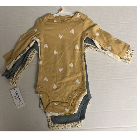 Carter’s Sz 12 Mo Baby 4-Pack Long-Sleeve One Piece Bodysuits Brand New - Picture 9 of 11